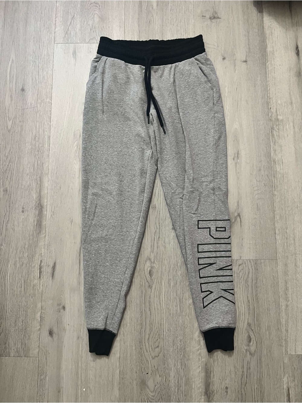 PINK Victoria's Secret Heather Gray Jogger Leggings with Black Trim